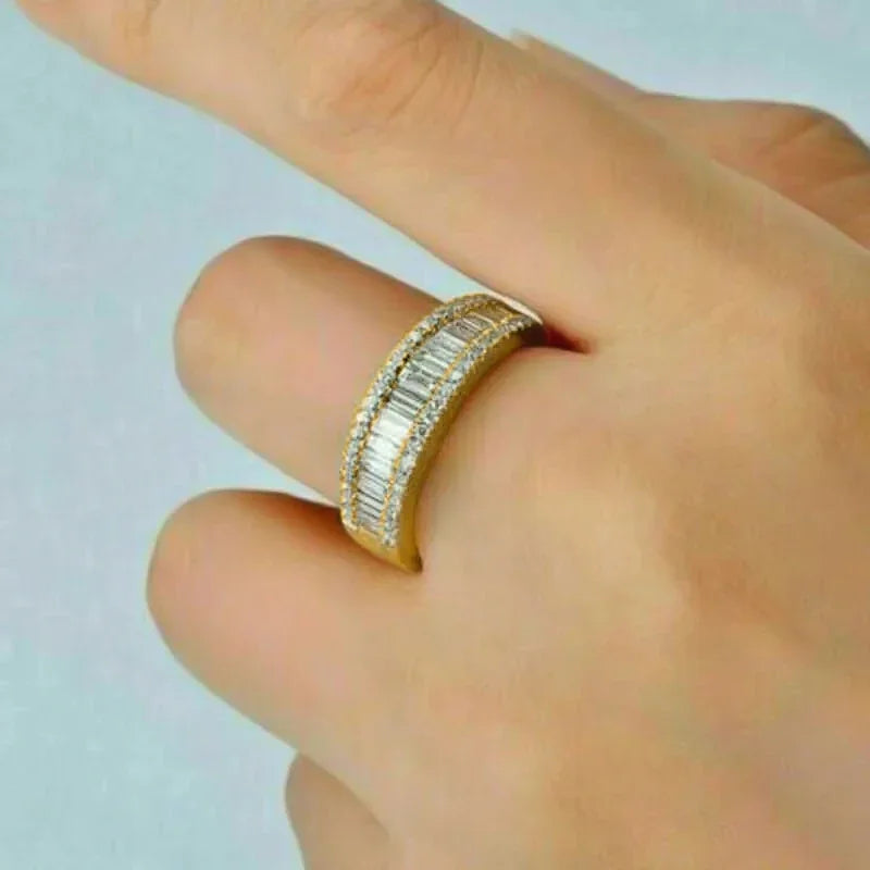 Huitan Gold CZ Women's Pavé Engagement Ring | Cubic Zirconia