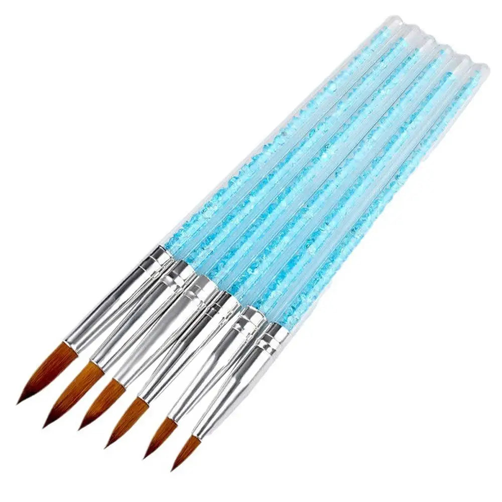 6-Piece Nail Art Brush Set – UV Gel Acrylic Glitter Painting Pens
