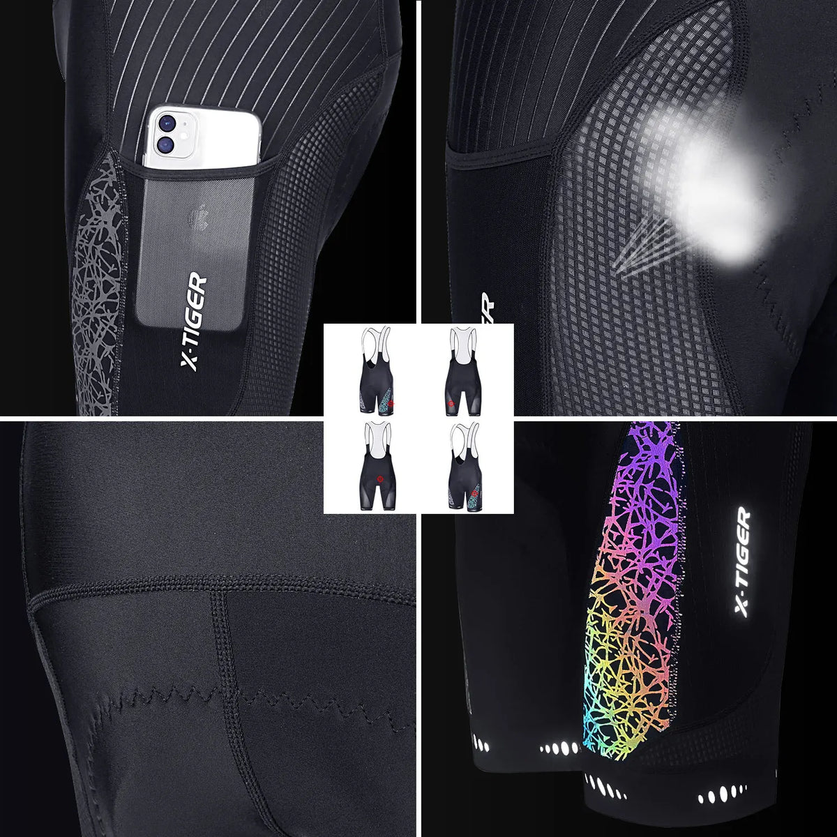 X-TIGER Cycling Bib Shorts – 5D Gel Pad & UPF50+ Men's