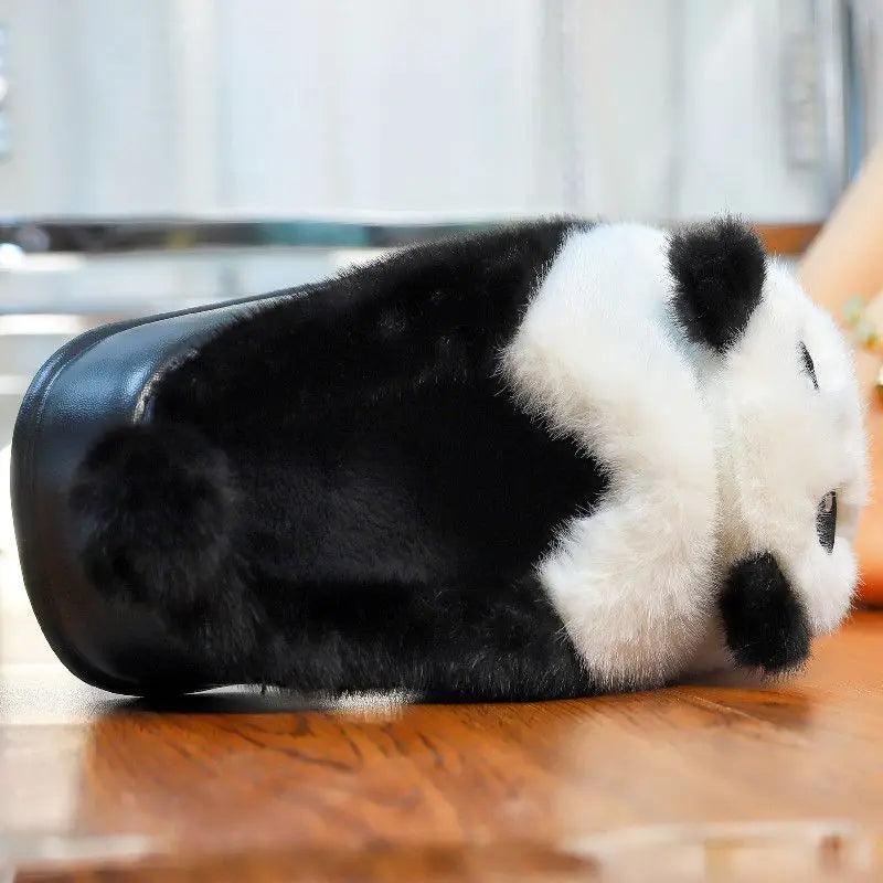 Lorilury Panda Faux Fur Slippers – Cozy Winter Slides Women