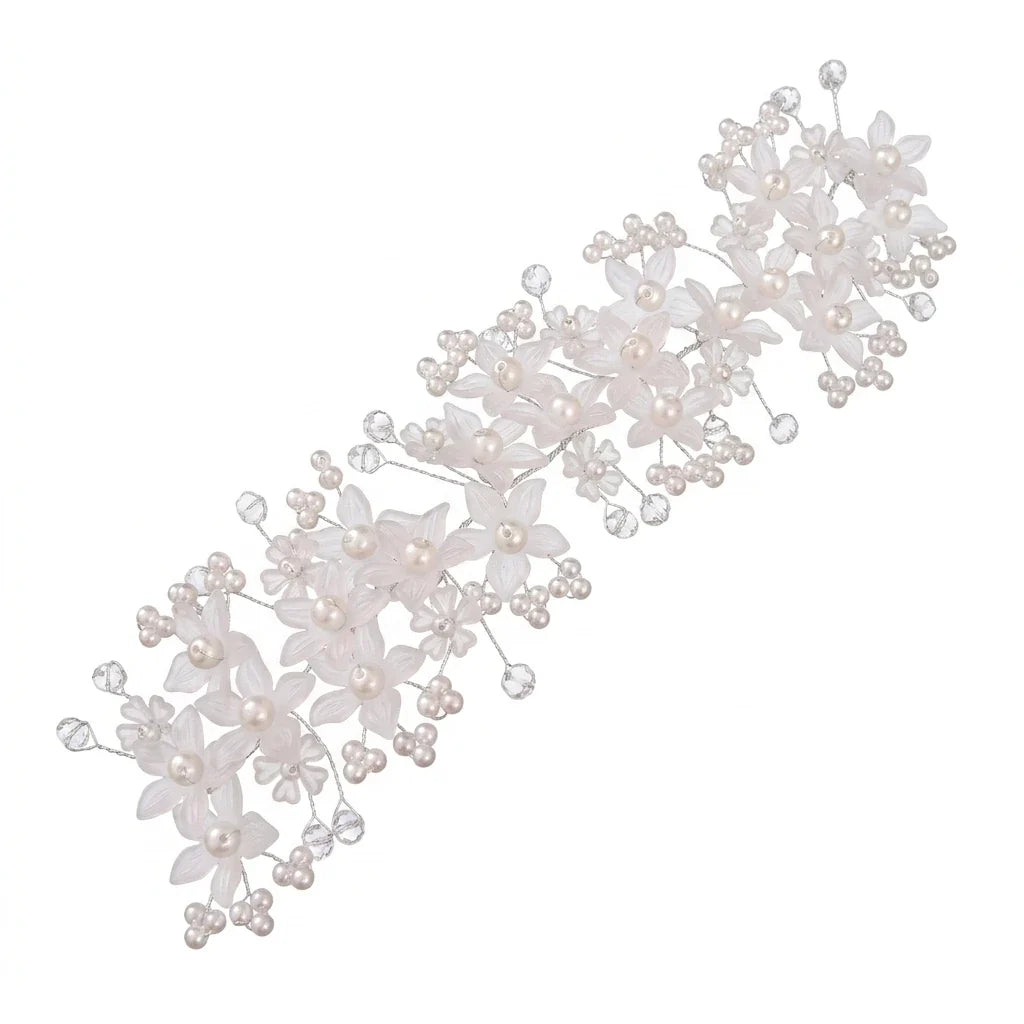 Crystal Pearl Floral Bridal Headpiece | Wedding Hair Accessory