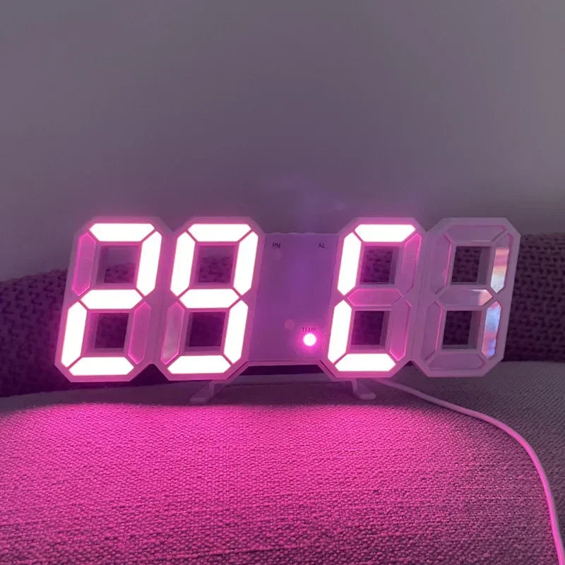 LED Digital Wall Clock – Alarm, Temp & Date Display