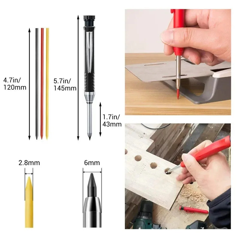 Carpenter Mechanical Pencil & Sharpener – 2.8mm 3 Color Refills