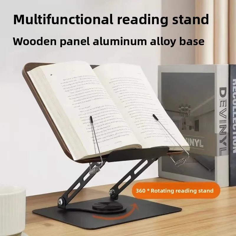 Music Stand Laptop Lifting Rotating Base Wooden Board Page Clip That