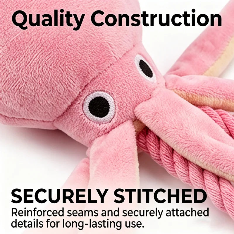 Squeaky Octopus Dog Toy | Cotton Rope Chew Toy for Puppies