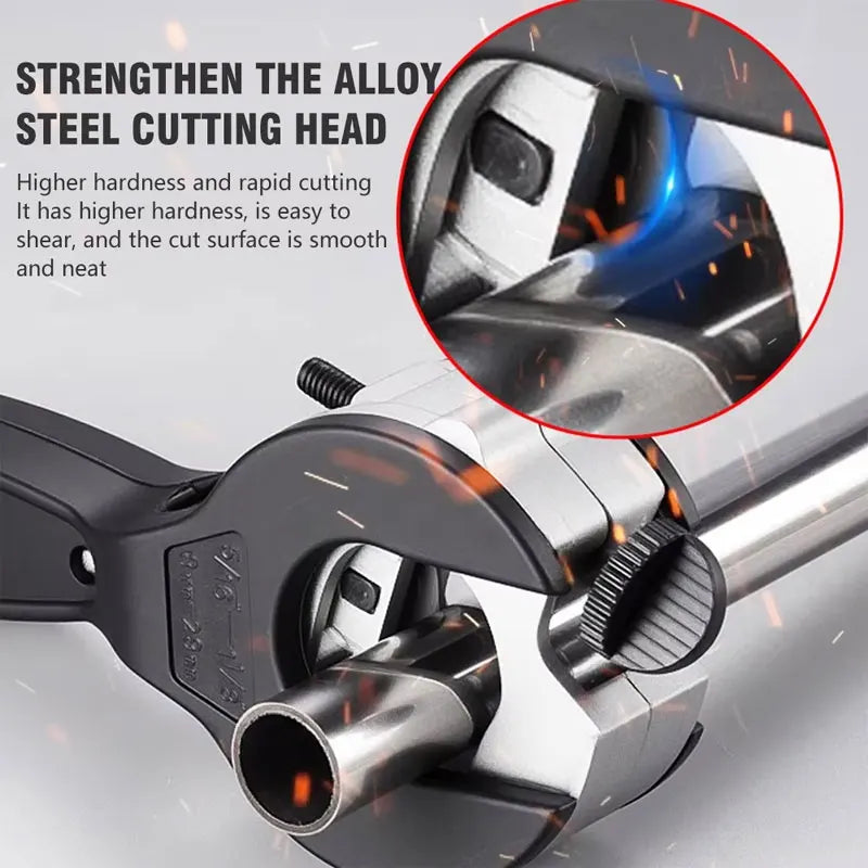 Ratcheting Pipe Cutter 8–29mm | Steel, Copper & Aluminum Tubes