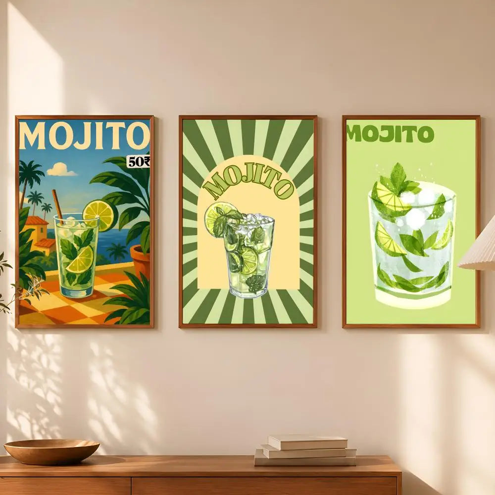 Cocktail Mojito Self-Stick Wall Art Poster | Waterproof Decor
