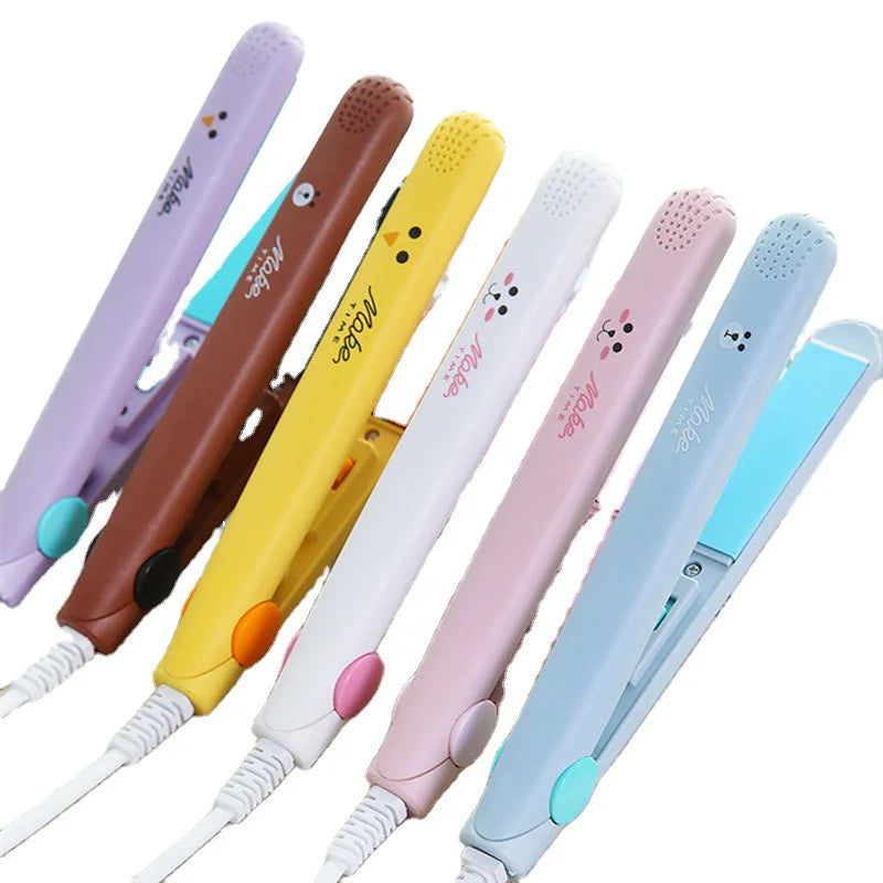 Mini 2-in-1 Ceramic Tourmaline Hair Straightener & Curler Flat Iron