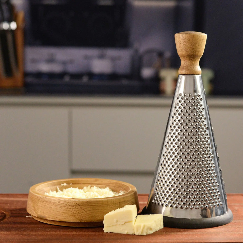 Stainless Steel Cone Cheese Grater with Wooden Handle
