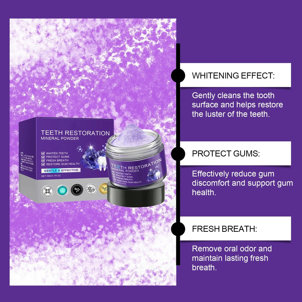 Purple Teeth Whitening Powder | Fresh Breath & Brighter Smile