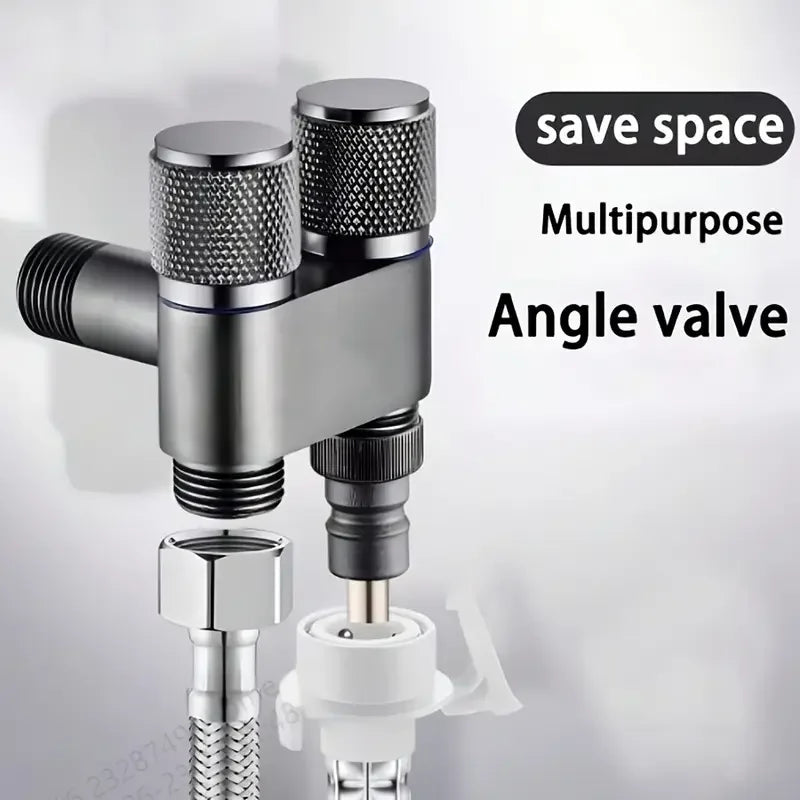 Stainless Steel Toilet Angle Valve | 1 Inlet 2 Outlet Water Tap