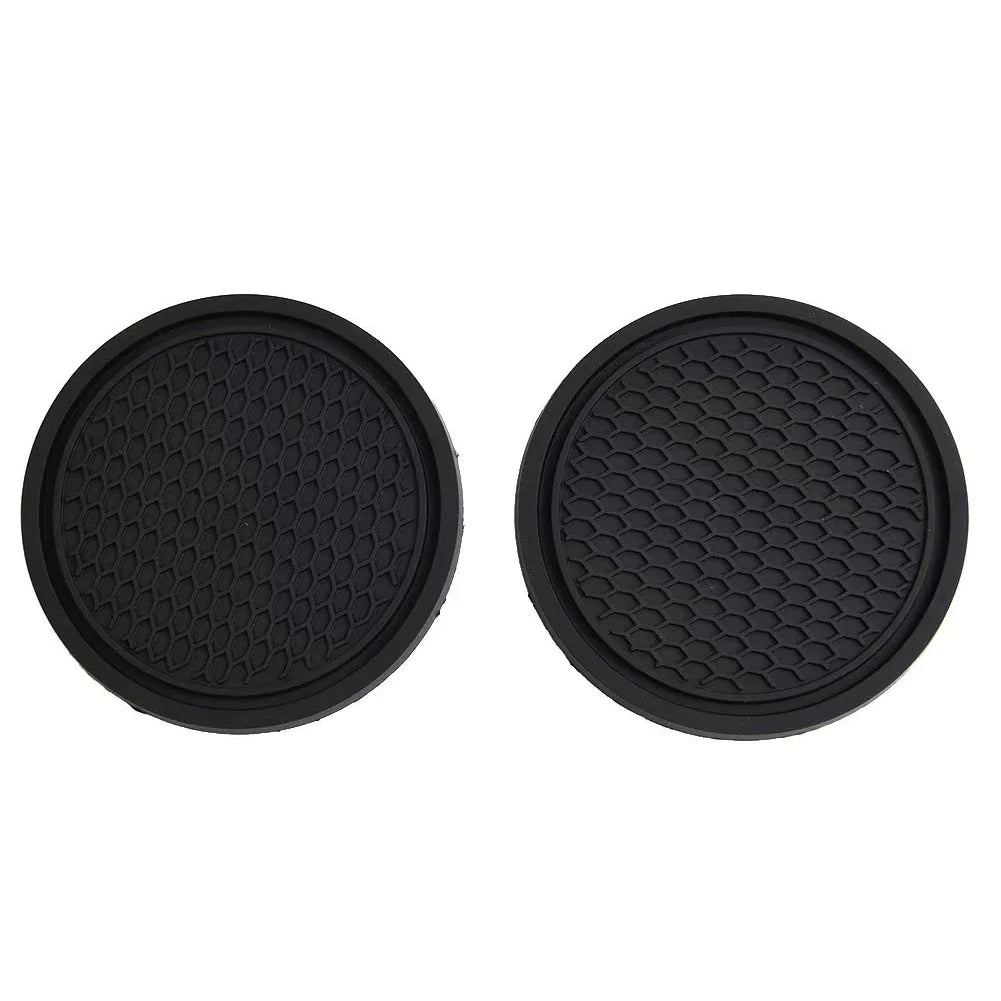 2-Pack Anti-Slip Car Cup Holder Coasters – Black PVC