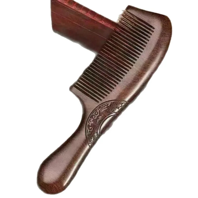 Natural Sandalwood Combs Solid Wood Carving Comb Anti-static Beard