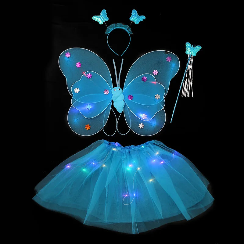 Luminous Wings Flashing Butterfly Skirt Lights Suit LED Children