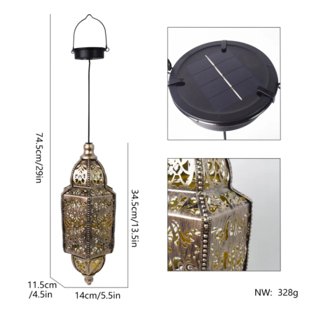 Solar Iron Art Garden Lantern | Waterproof Outdoor Hanging Light