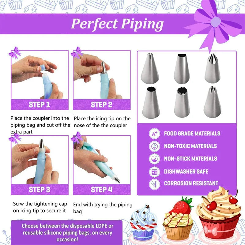 492-Piece Cake Decorating Kit – Turntable, Tips & Tools