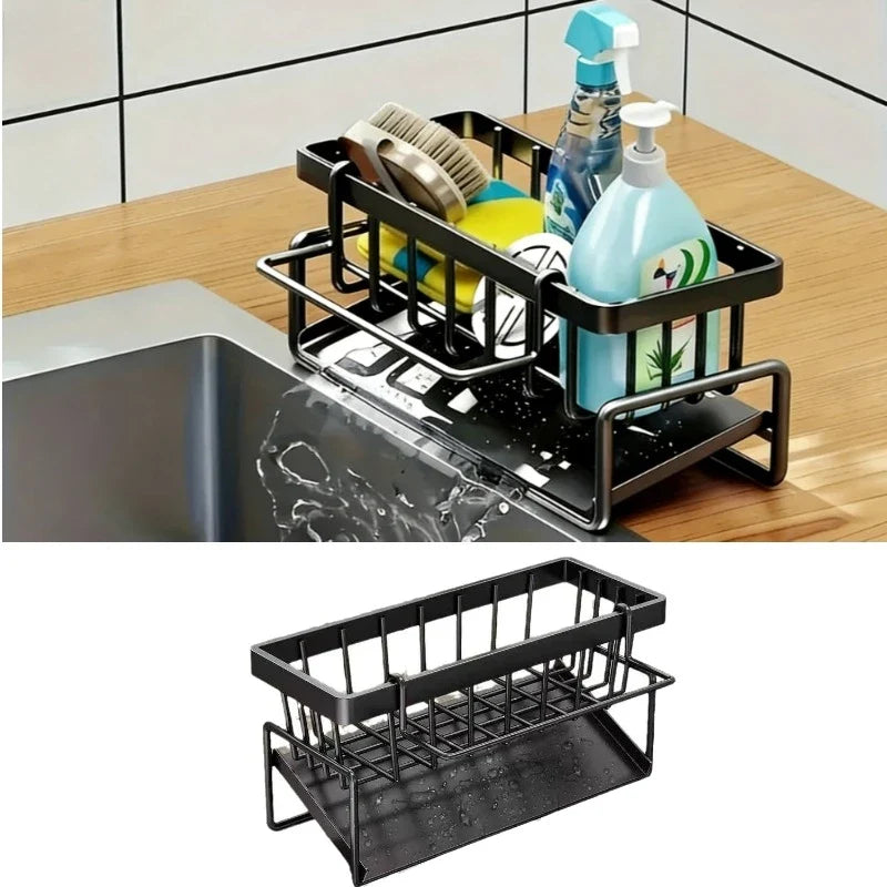 Sponge Holder Kitchen Sink Plastic Auto Draining Organizer Caddy
