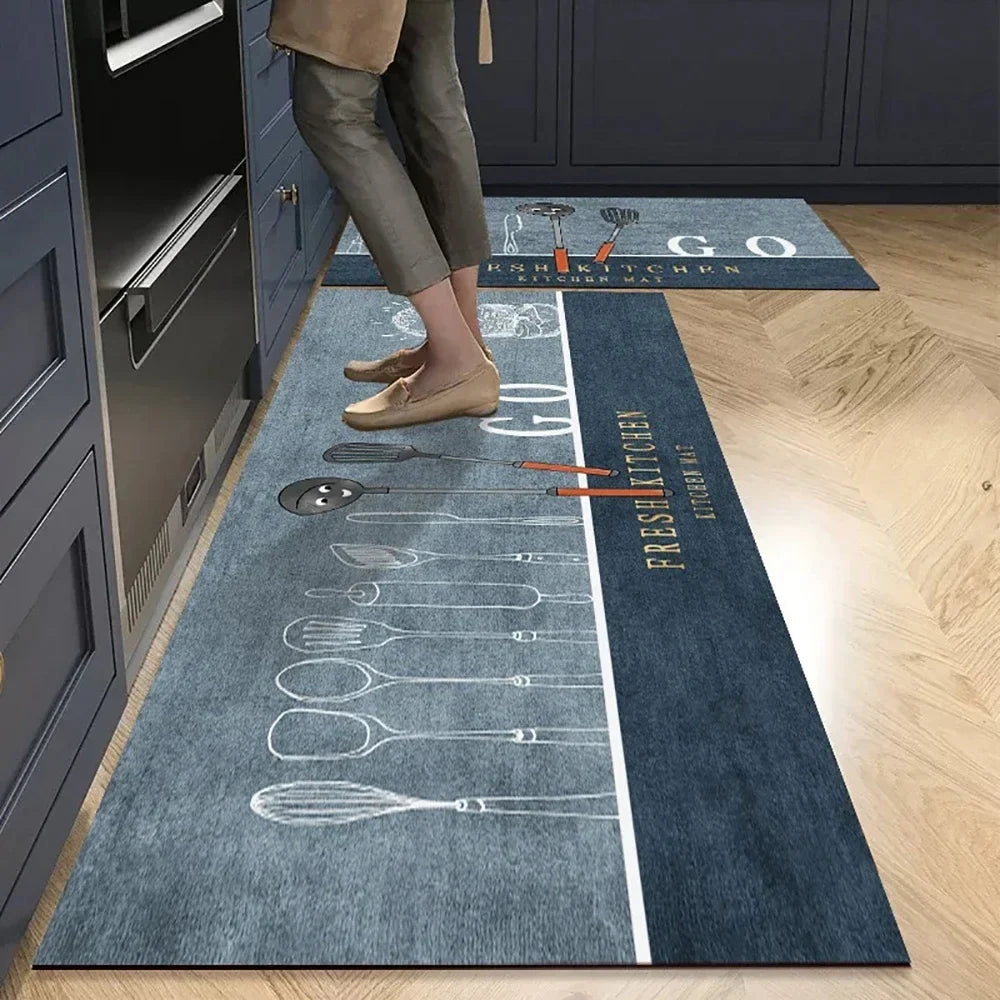 40x120cm Absorbent Velvet Bath Rug Non Slip Long Kitchen Mat Crystal