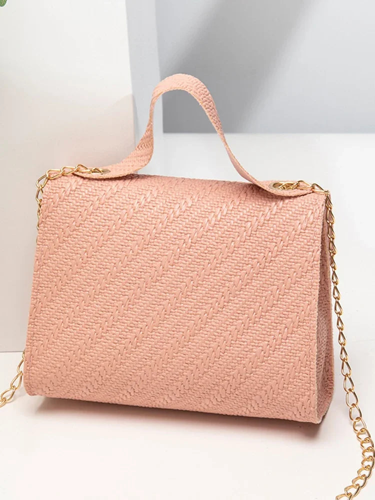 Women's Embossed PU Leather Crossbody Bag | Chain Satchel