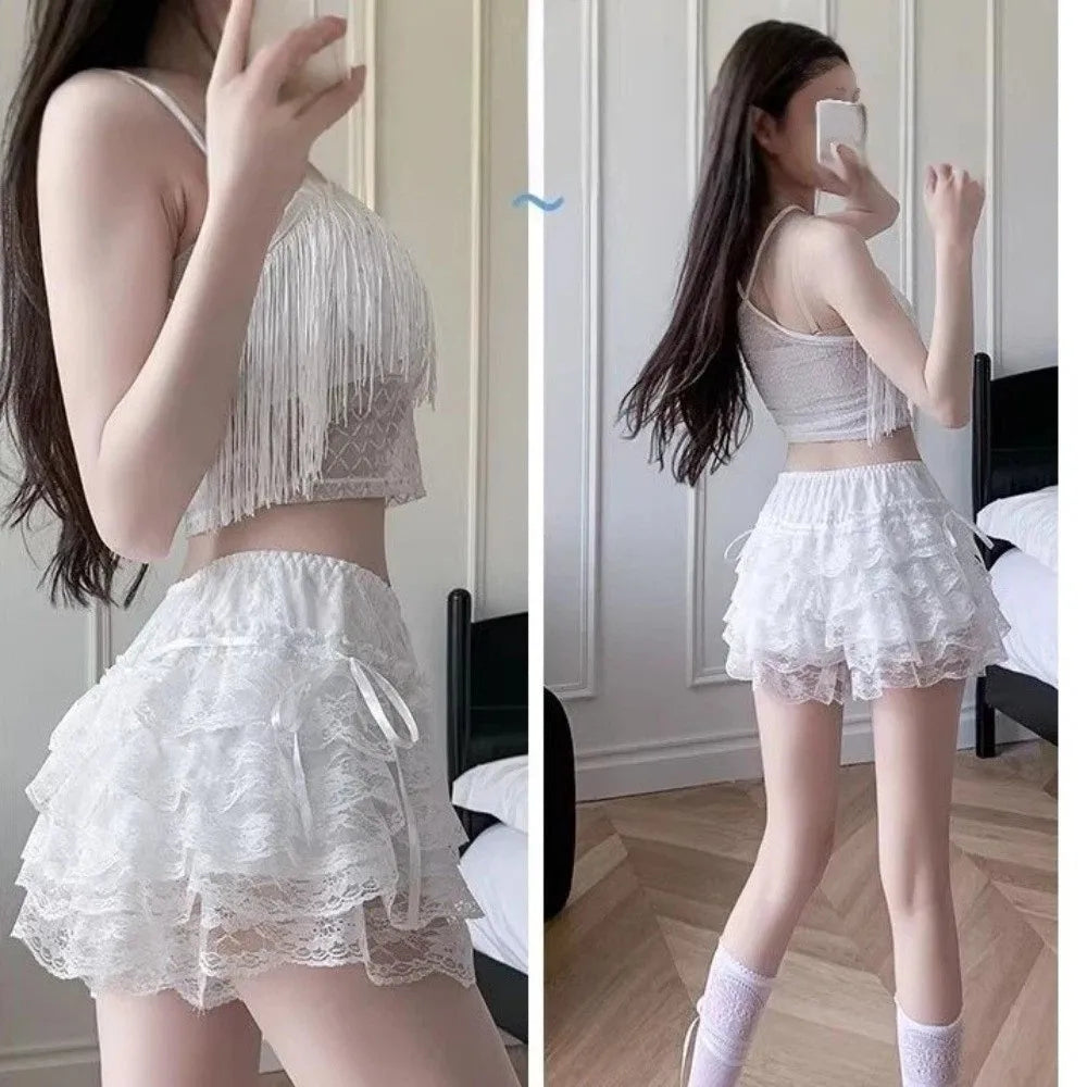 Kawaii Lace Ruffle Shorts – Lolita Layered Safety Pants