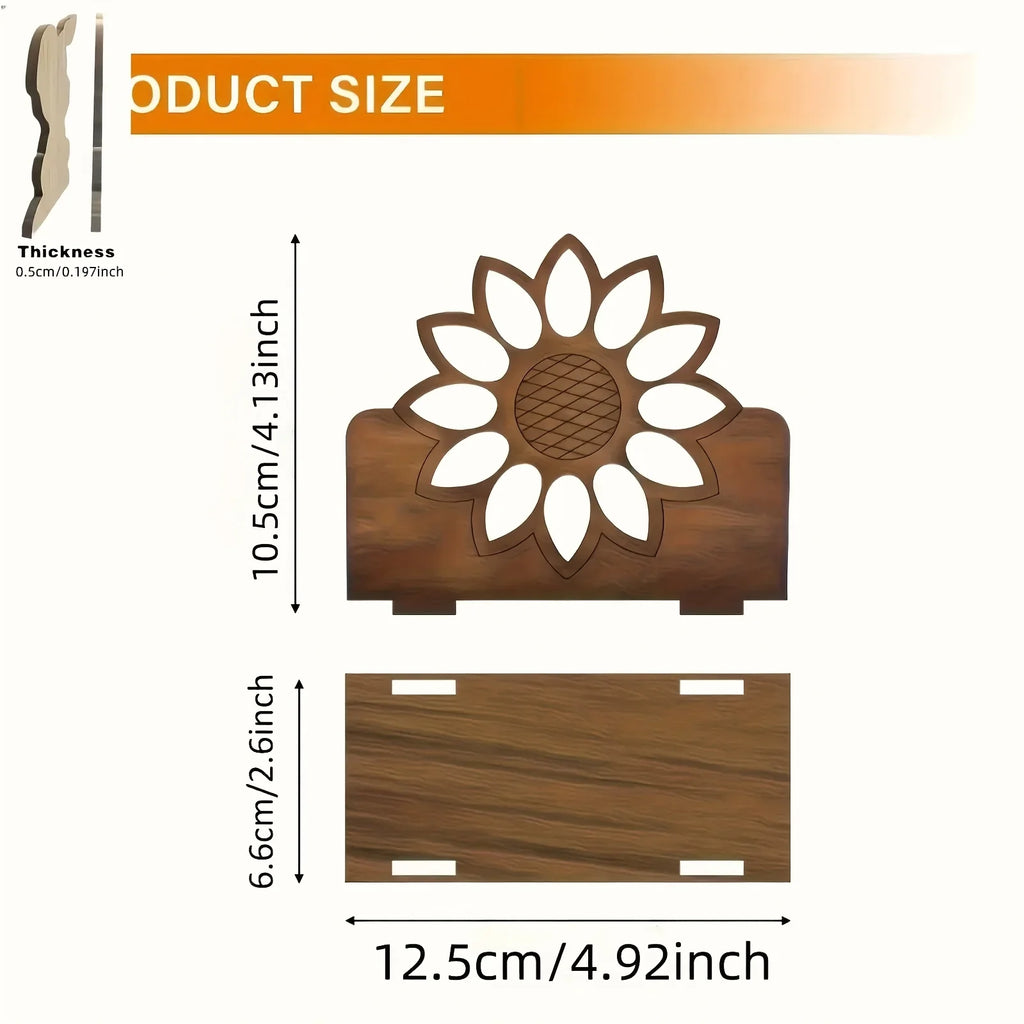Wooden Sunflower Napkin Holder | Farmhouse Kitchen Decor