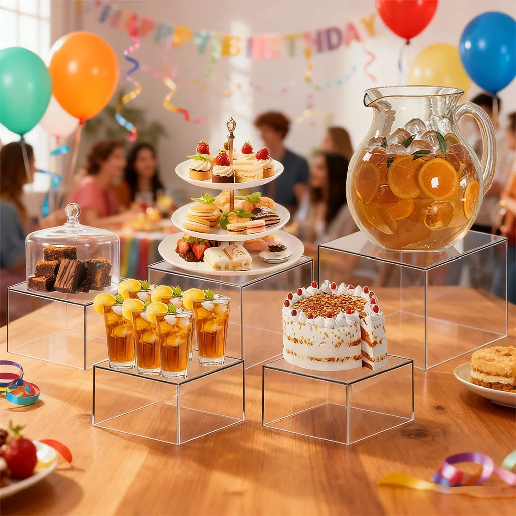 Acrylic White Transparent Cake Dessert Display Stand Stackable Box