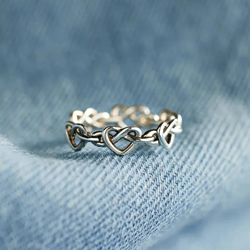 Huitan Hollow Heart Ring for Women – Dainty Brass Fashion Ring