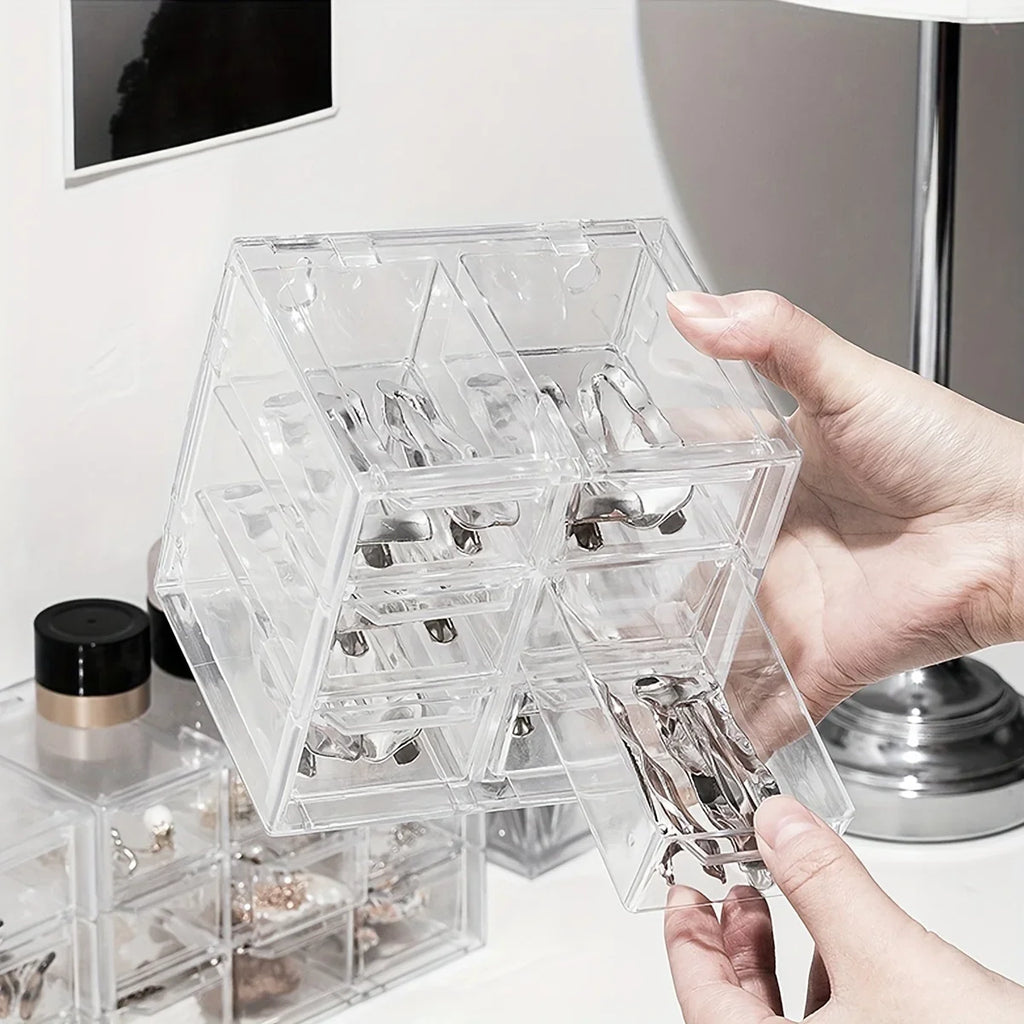 Transparent Desktop Multi Grid Jewelry Box Drawer Lipstick Cosmetics