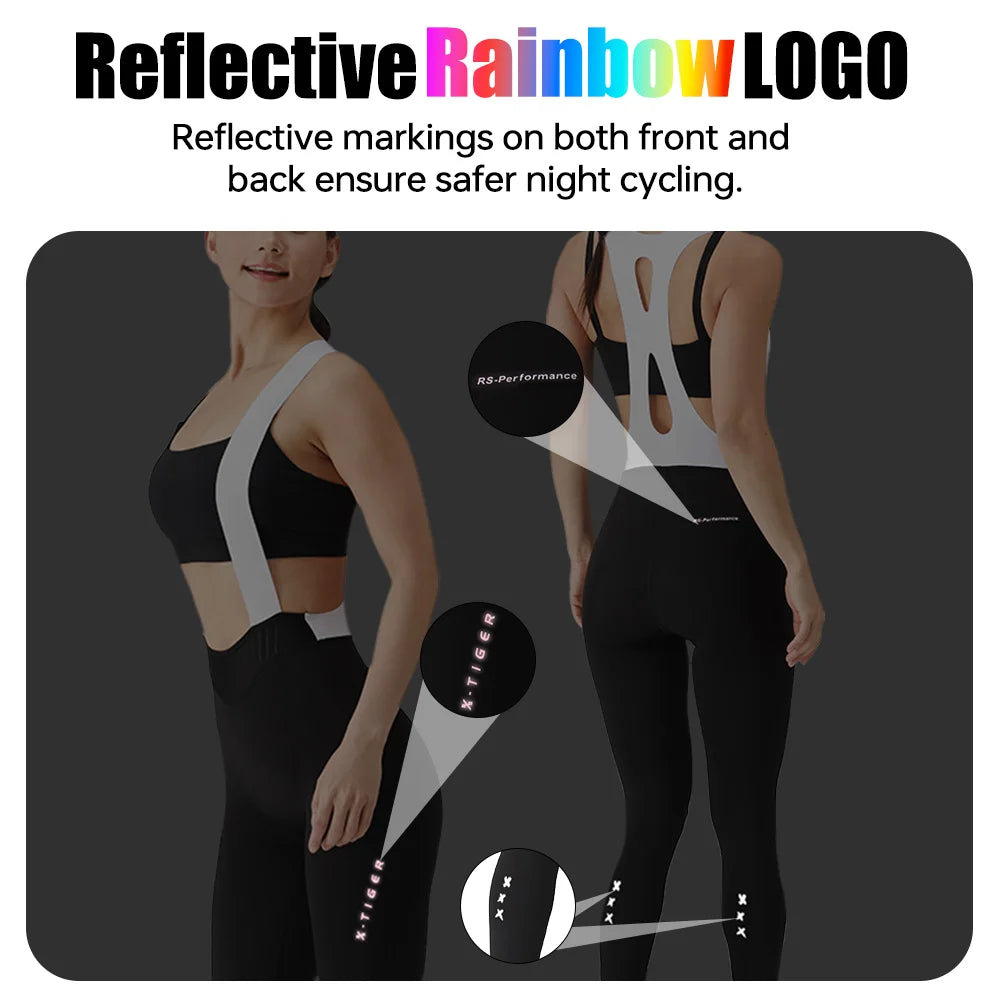 X-TIGER Women's Cycling Bib Pants – 120D Padded MTB Tights