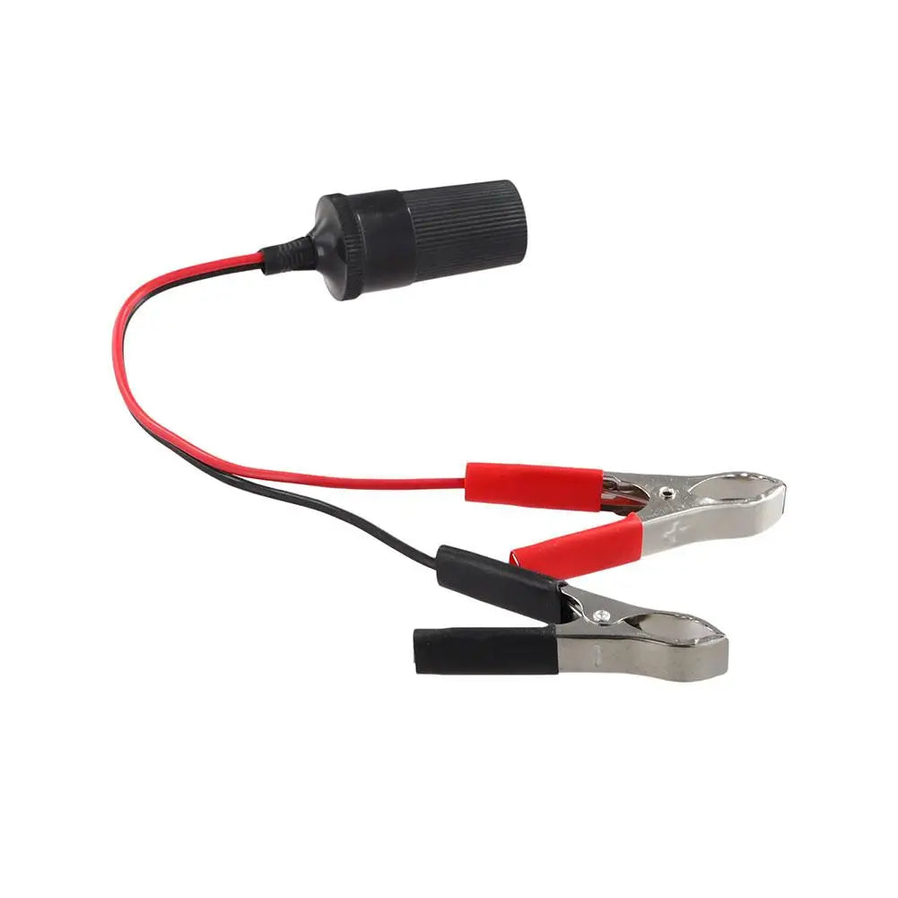 12V/24V Battery Clip-On Cigarette Lighter Socket Adapter