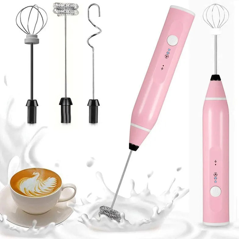 USB Rechargeable Electric Milk Frother & Handheld Whisk Mixer
