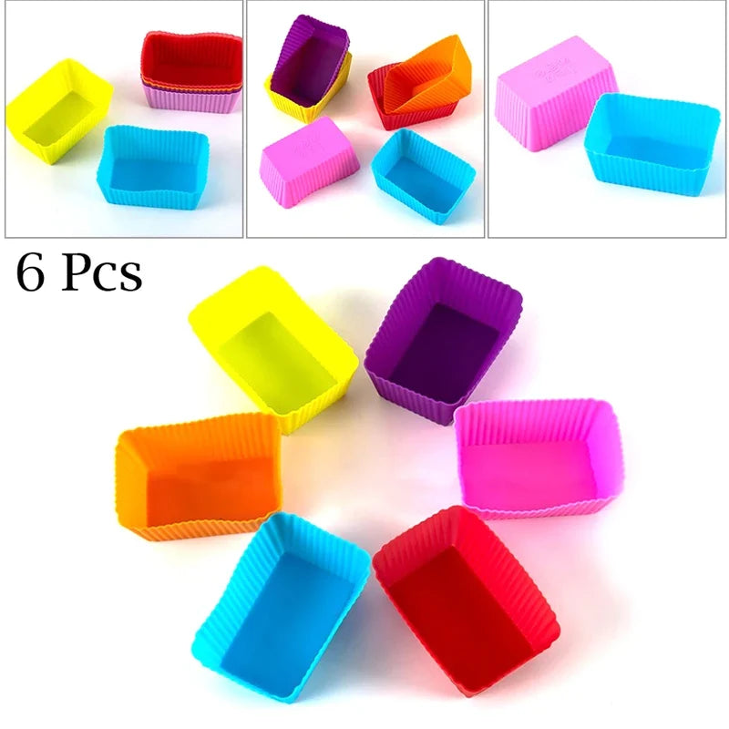 6-Pack Silicone Rectangle Cake Molds – Muffin & Cupcake Liners