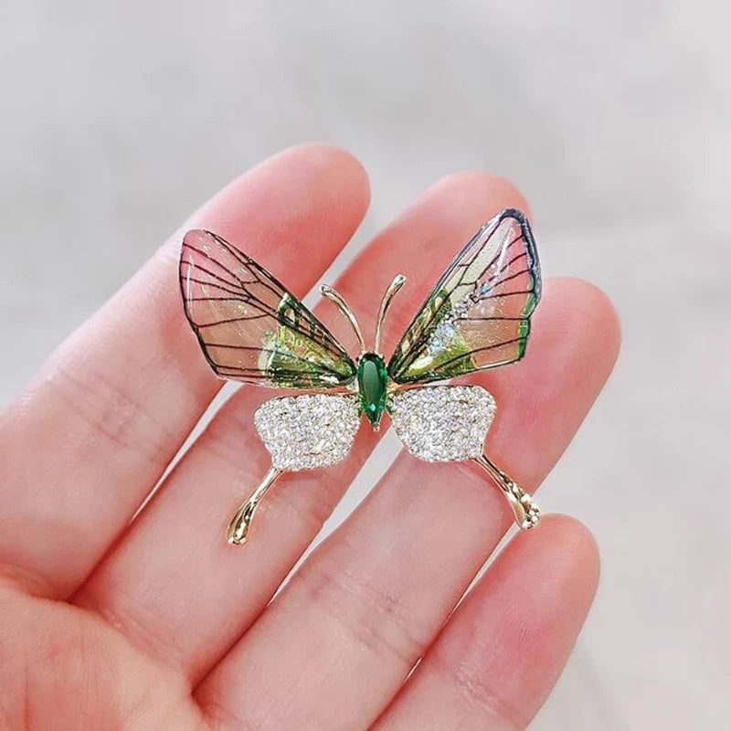 Acrylic Butterfly Brooch – Rhinestone Pearl Clothing Pin