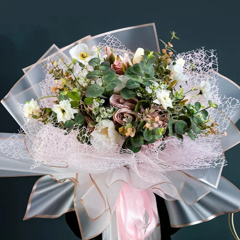 20-Pack Colorful Flower Wrappers Gold Edge | Waterproof Bouquet Wrap