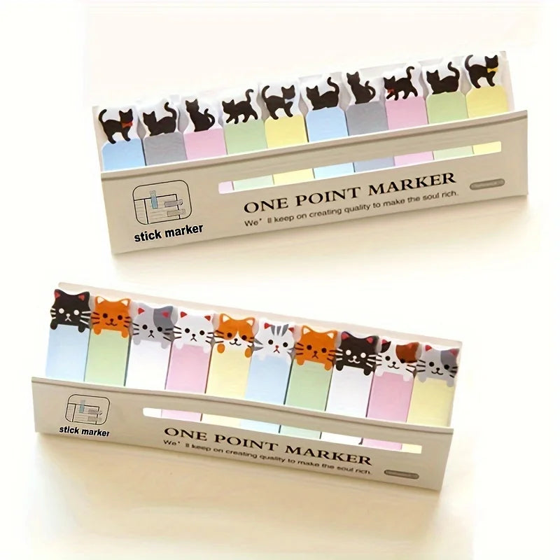 150-Sheet Cute Cat Sticky Notes – Memo Pads & Bookmarks