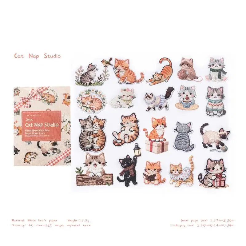 40Pcs Embroidered Animal Stickers Retro DIY Scrapbooking Decor