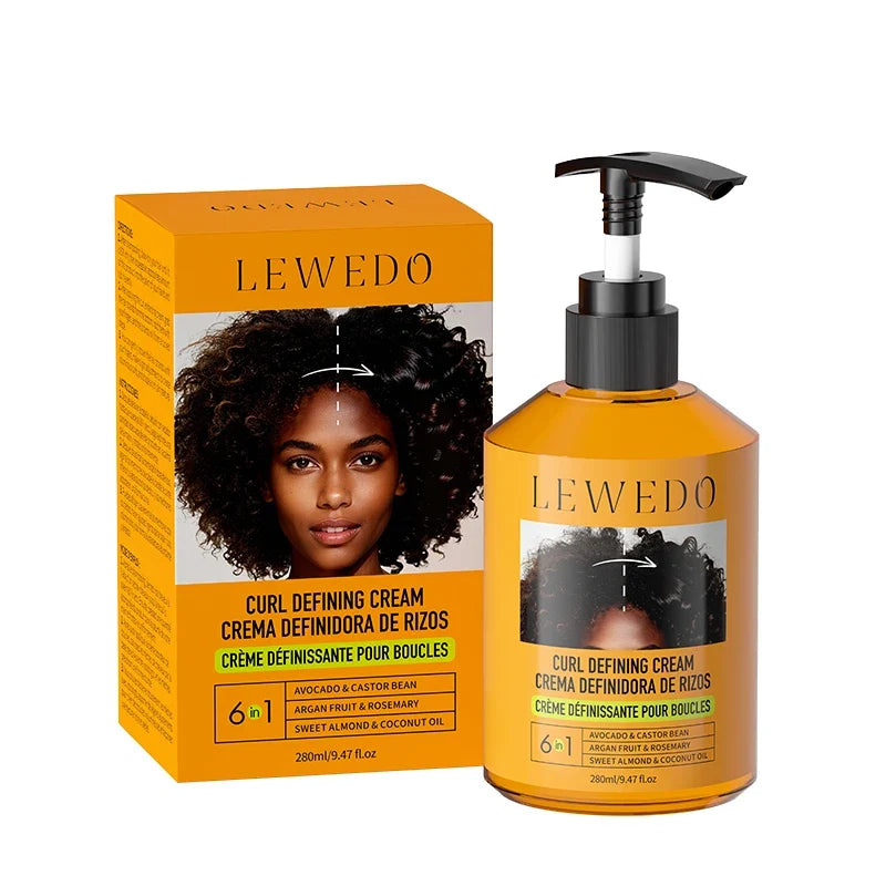 LEWEDO 280ml Black Castor Oil Curl Defining Styling Cream