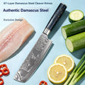 67-Layer Damascus Steel Nakiri Knife – Sharp Chef's Cleaver