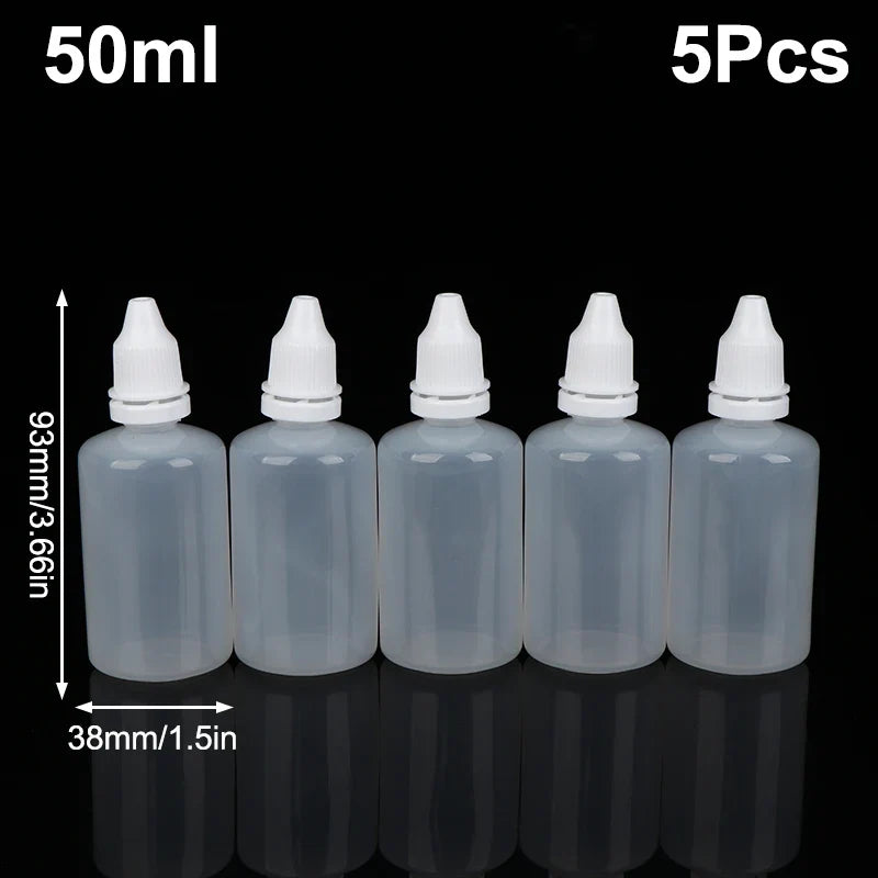 5-Pack Squeezable Dropper Bottles | Refillable Plastic 3–100ml