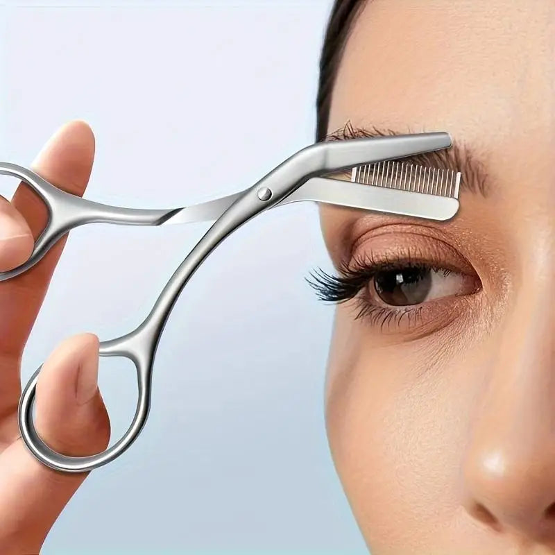 Stainless Steel Eyebrow Scissors with Comb – Precision Grooming