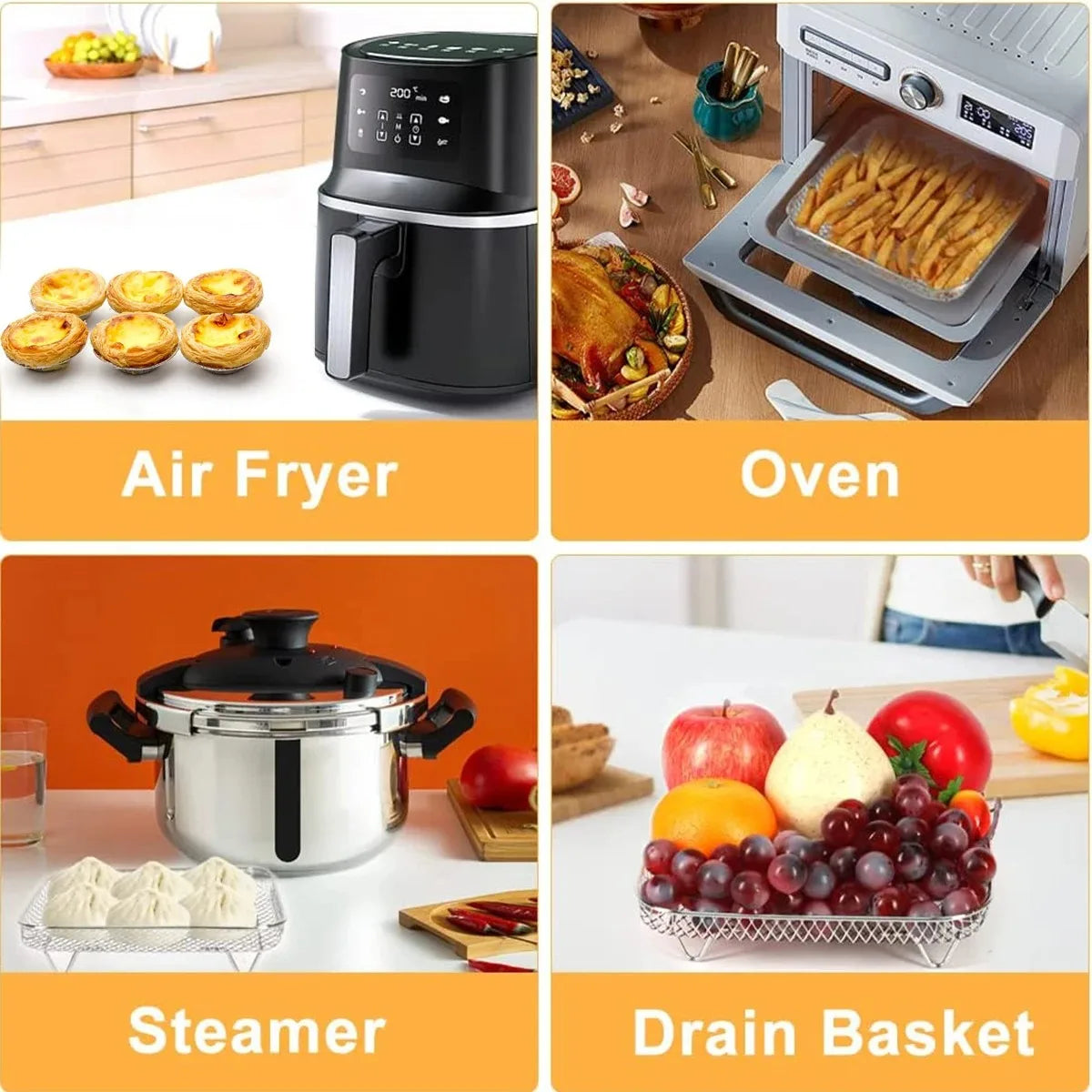 Stackable Air Fryer Rack 1-3 Layer 304 Stainless Steel