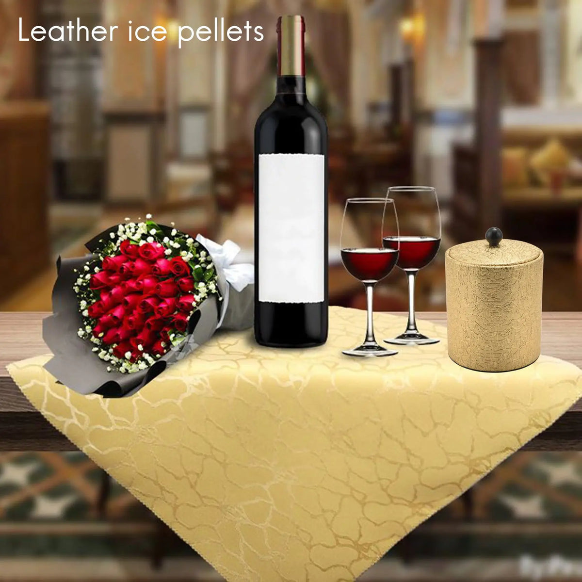 A36T- Stainless Steel Ice Bucket Leather European Wine Red Bar KTV