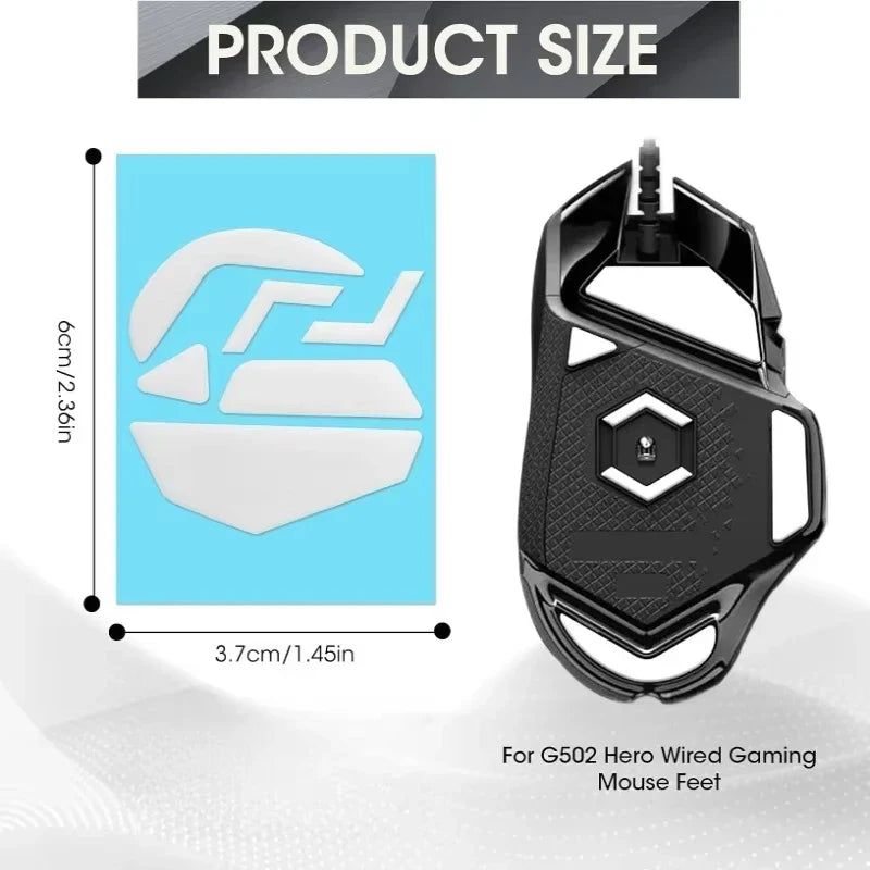 Teflon Mouse Skates for Logitech G502 Hero – 2pcs Black