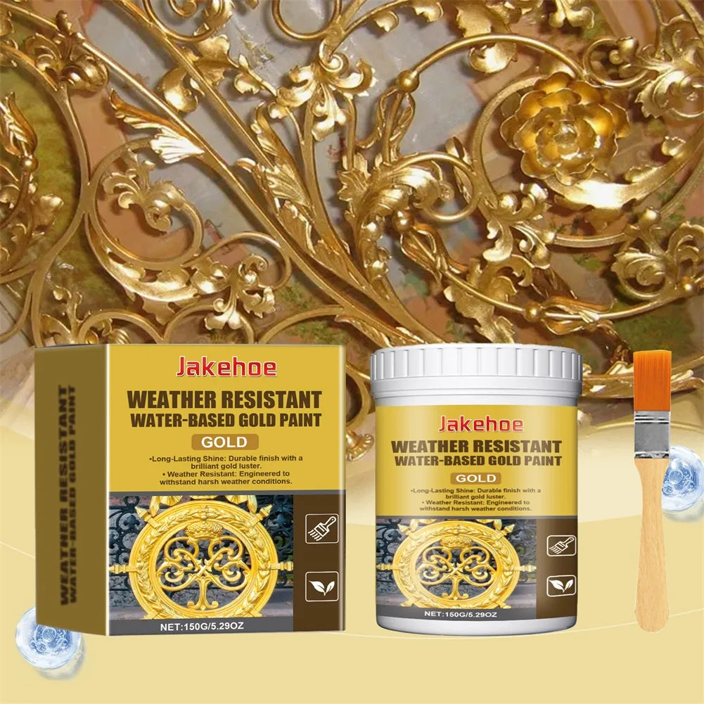 Water-Based Metallic Gold Paint | Outdoor Anti-Corrosion Finish