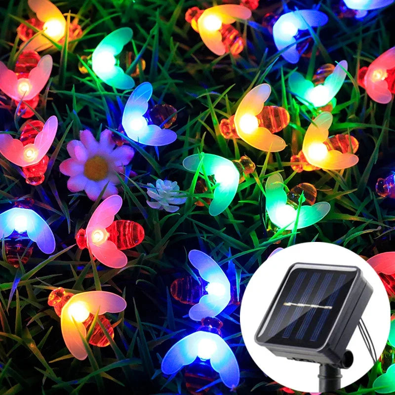 Solar Bee String Lights Outdoor Waterproof LED Garden Decor