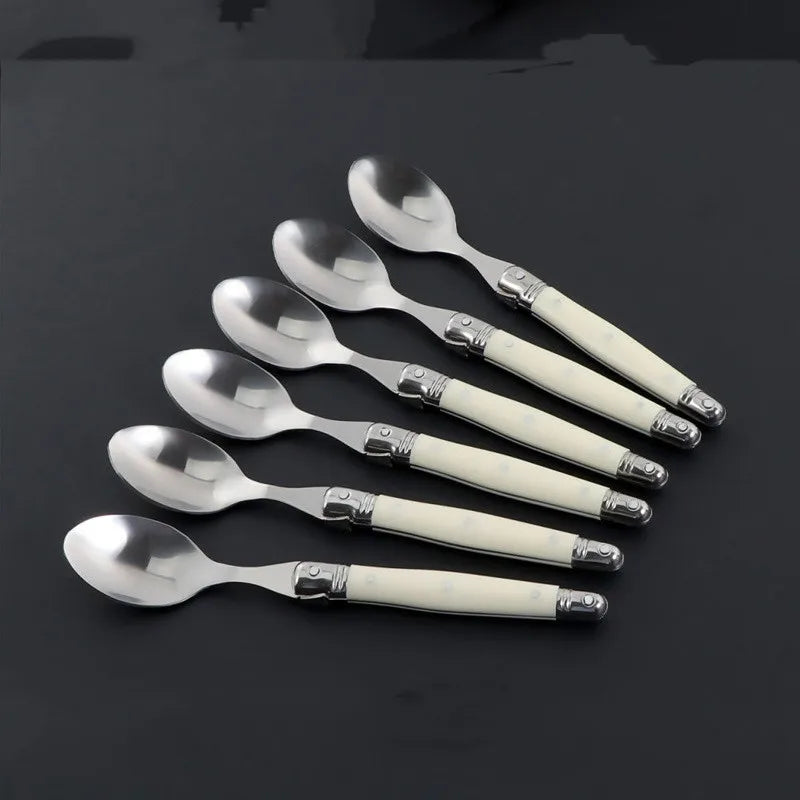 Laguiole Ivory White Stainless Steel Cutlery Set 4/6/24 Pcs