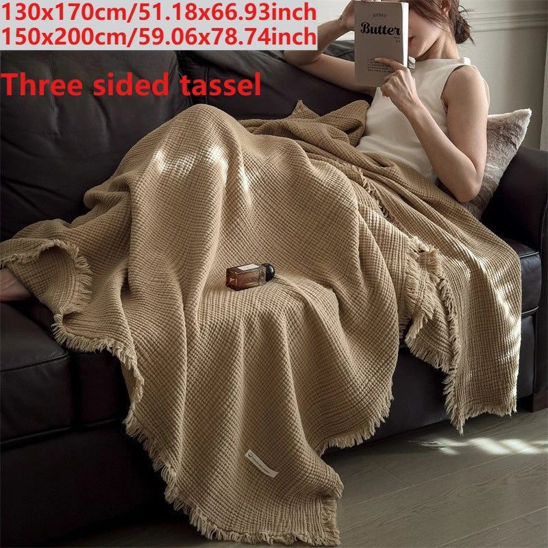 4-Layer Cotton Muslin Throw Blanket – All-Season Adult