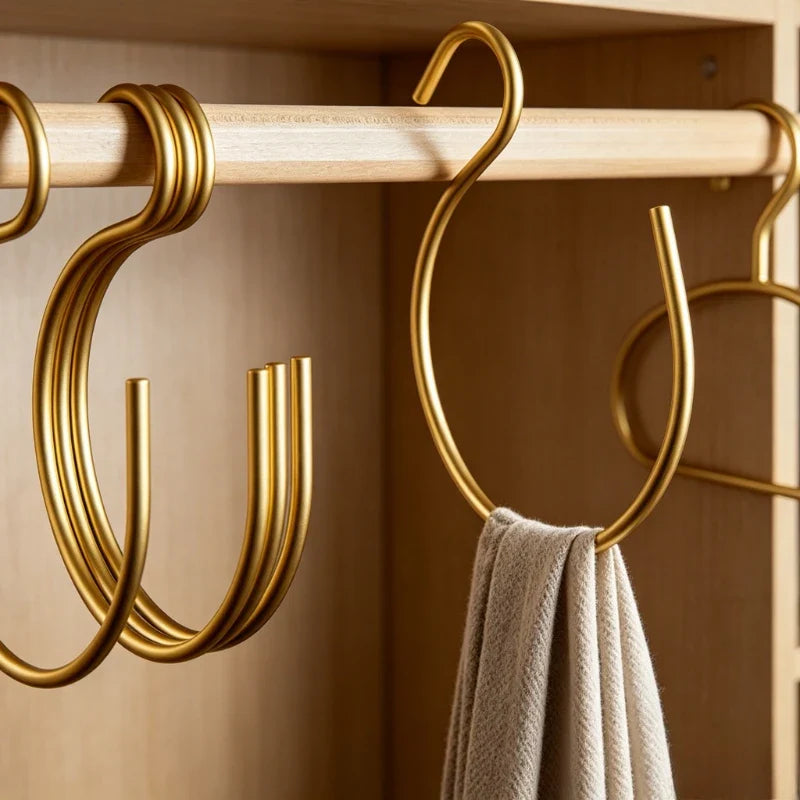 Gold S-Shaped Hanger Hooks – Heavy-Duty Closet Storage