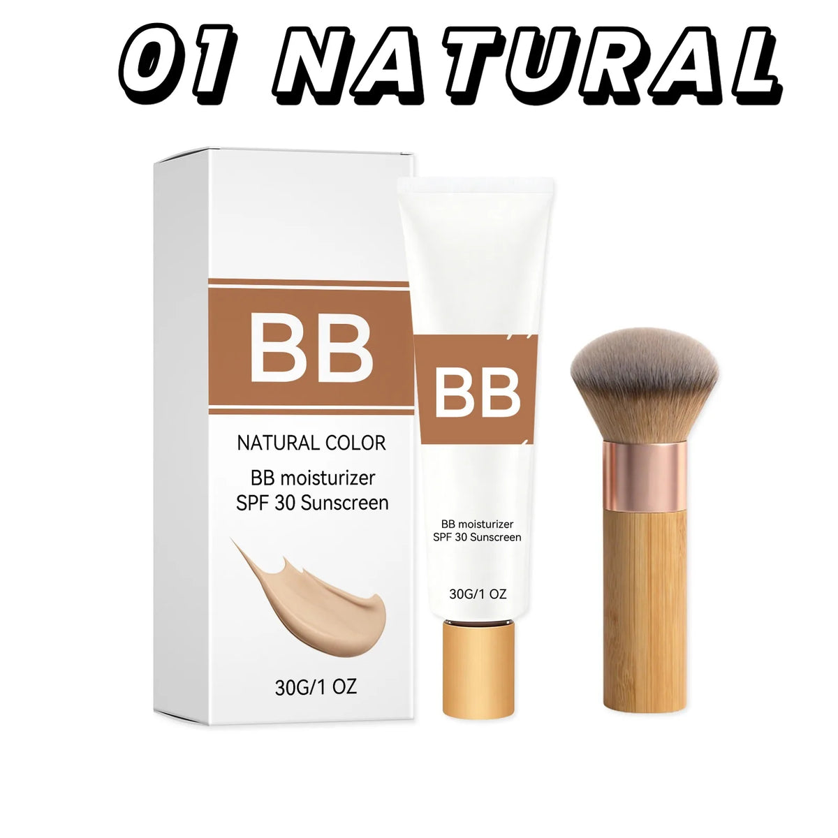 SPF 30 BB Cream Tinted Moisturizer with Hyaluronic Acid & Brush