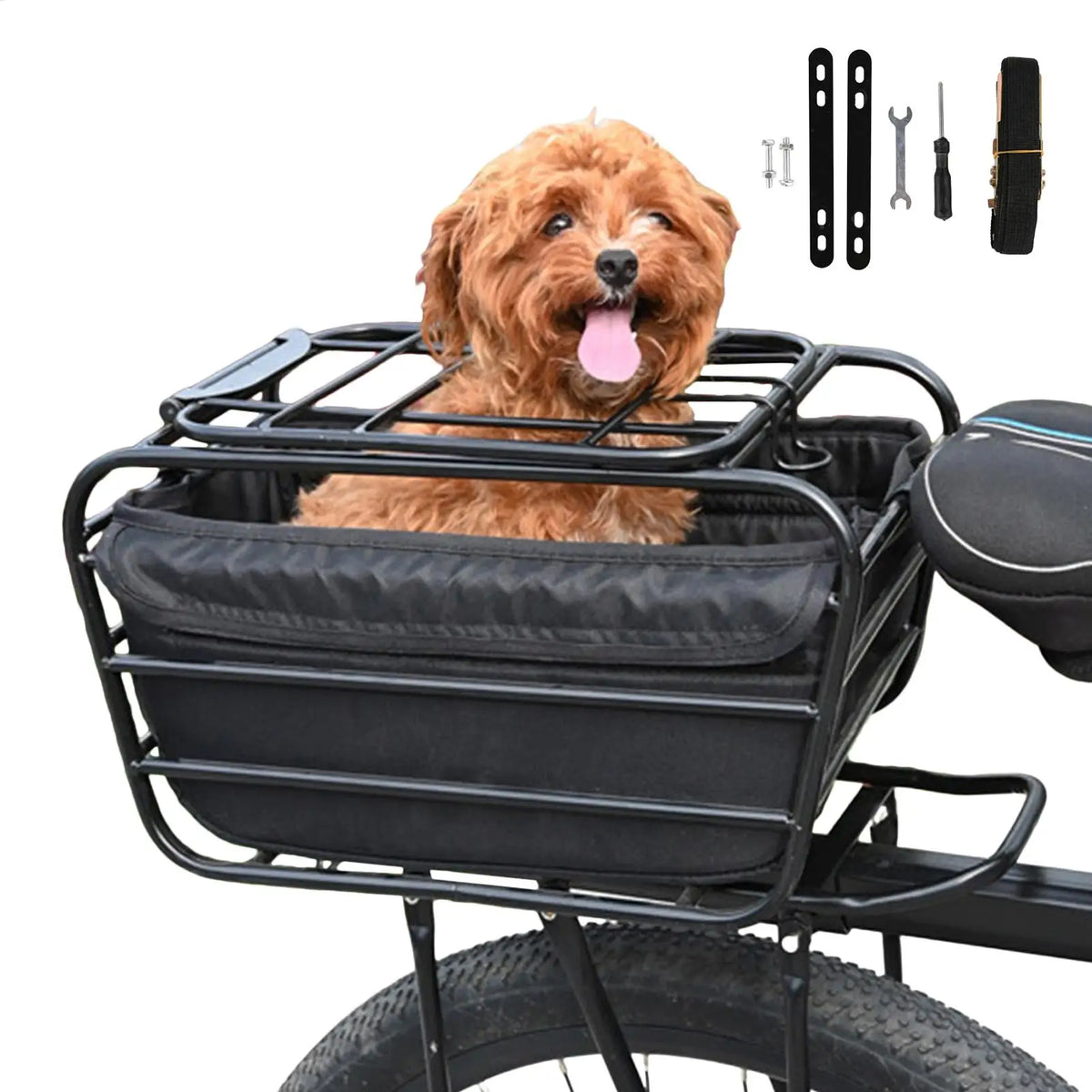 Bike Pet Carrier Cargo Basket Carbon Steel Heavy Duty Enclosed